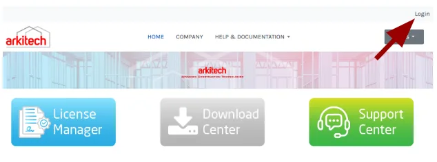 Arkitech account login form