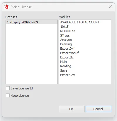License information page showing licenses and subscriptions