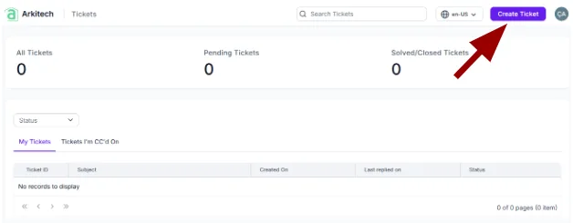 Support Center login form