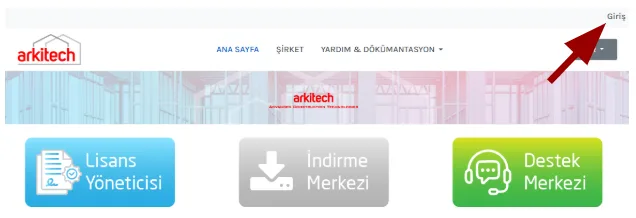 Arkitech hesap giriş formu