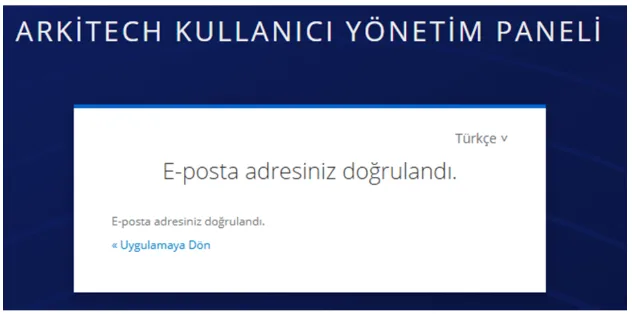 Doğrulama bağlantısına tıklandıktan sonraki son onay adımı
