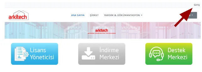 Arkitech Müşteri Portalı ana sayfası